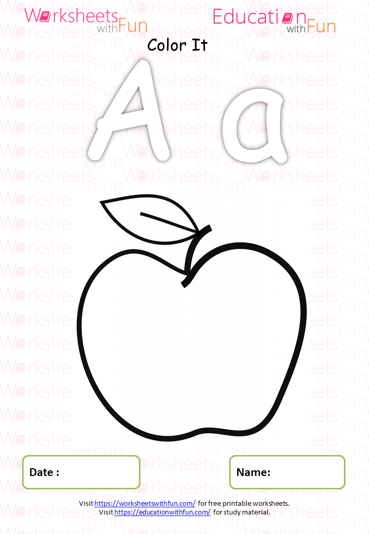 English  Preschool Letter 'A'  Coloring Page